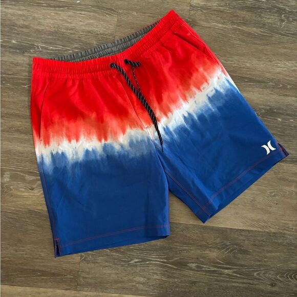 Hurley Red ,White and Blue Swim Shorts Sz L - Picture 1 of 6